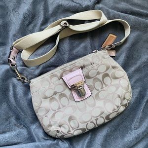Coach Signature Crossbody in Tan and Pink